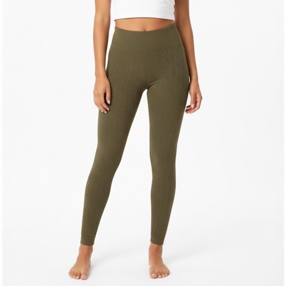 Runway Ready Leggings Womens Petite XL Olive Green Stretch High Waist Skinny Leg